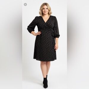 Black Dress with Gold Accents - 1X